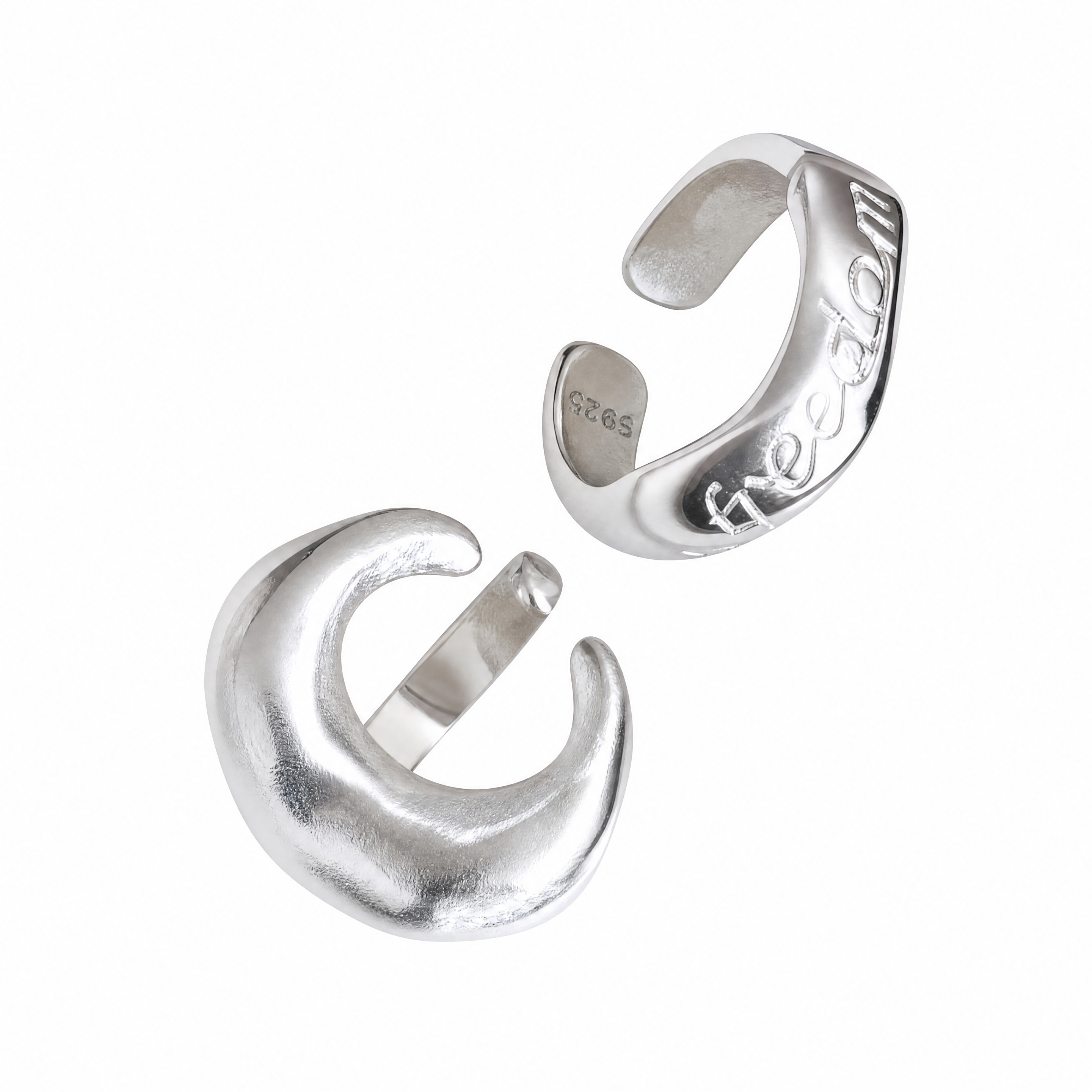 Sterling Silver Textured Crescent Moon Ring