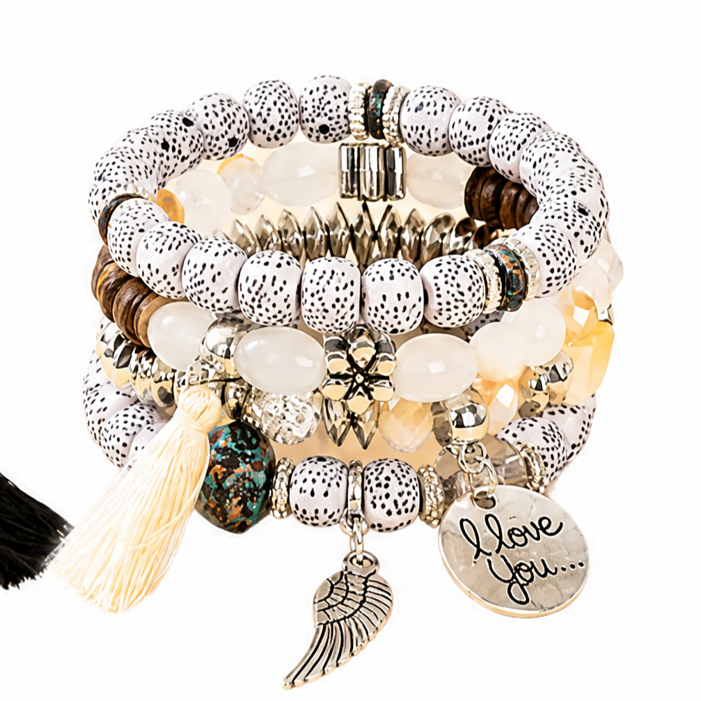 Bohemian Round Wing Tassel Layered Bracelet