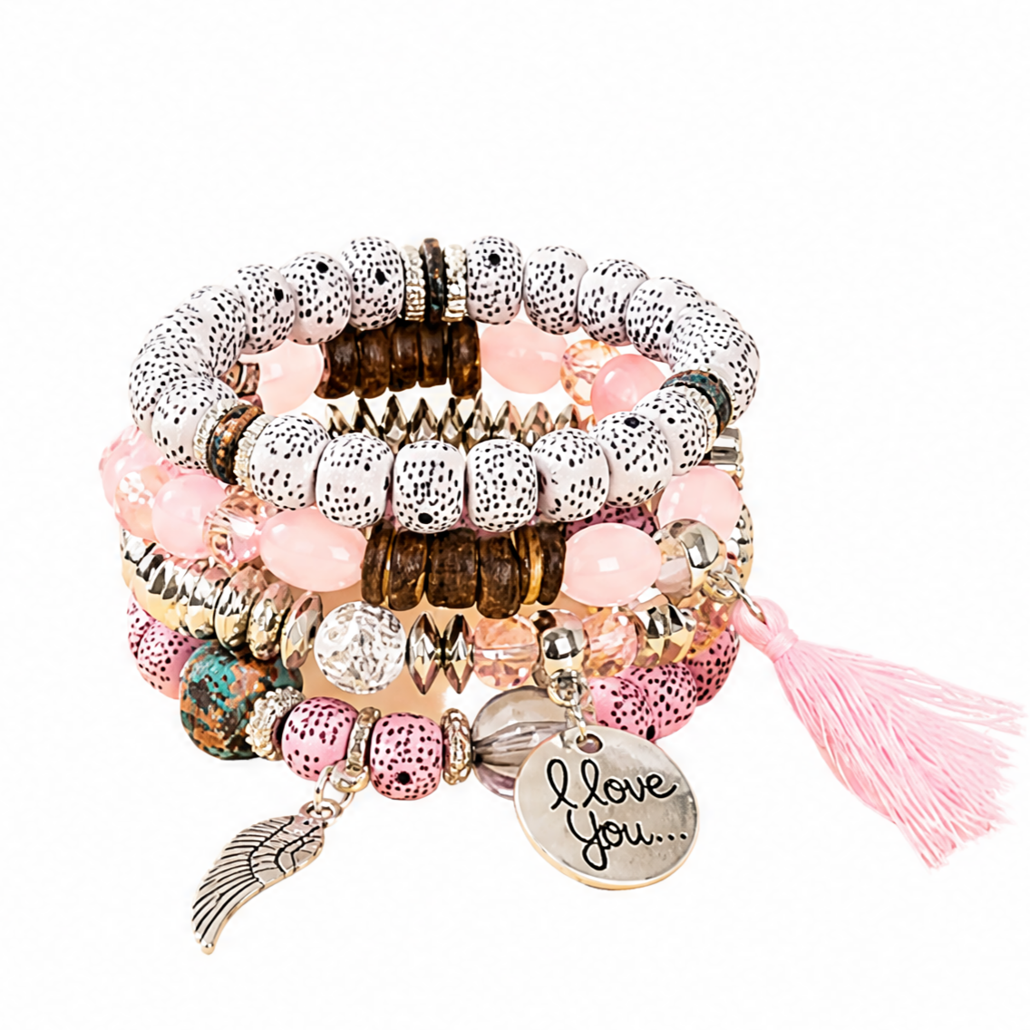Bohemian Round Wing Tassel Layered Bracelet