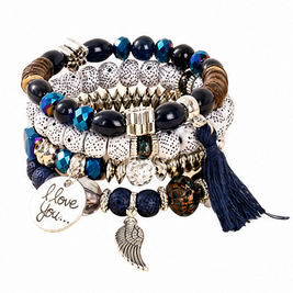 Bohemian Round Wing Tassel Layered Bracelet