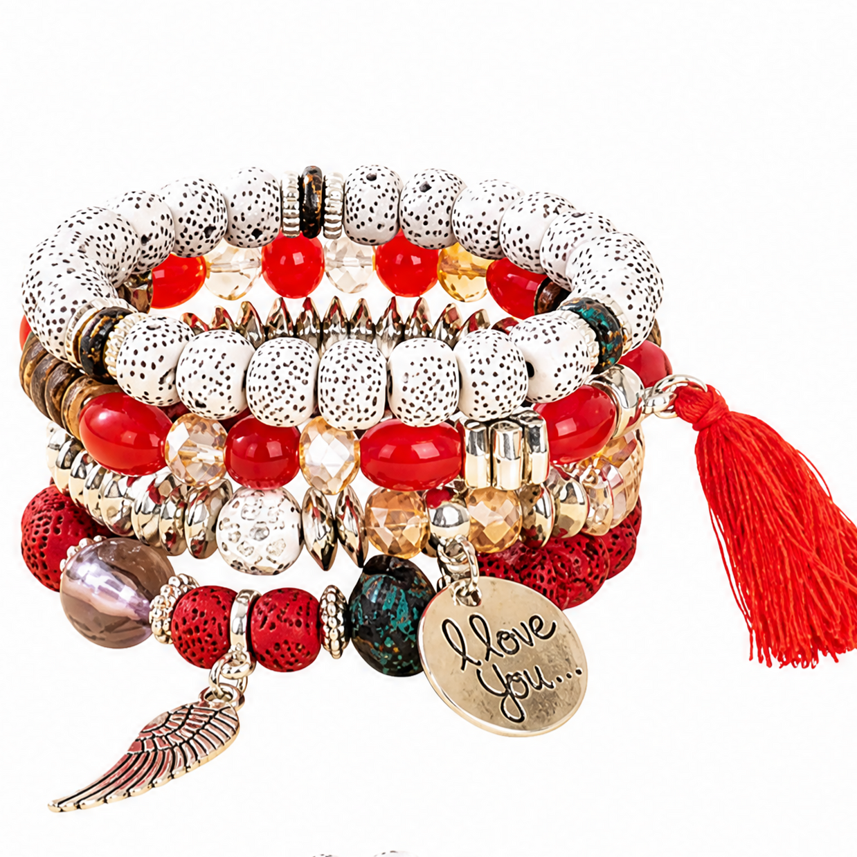 Bohemian Round Wing Tassel Layered Bracelet