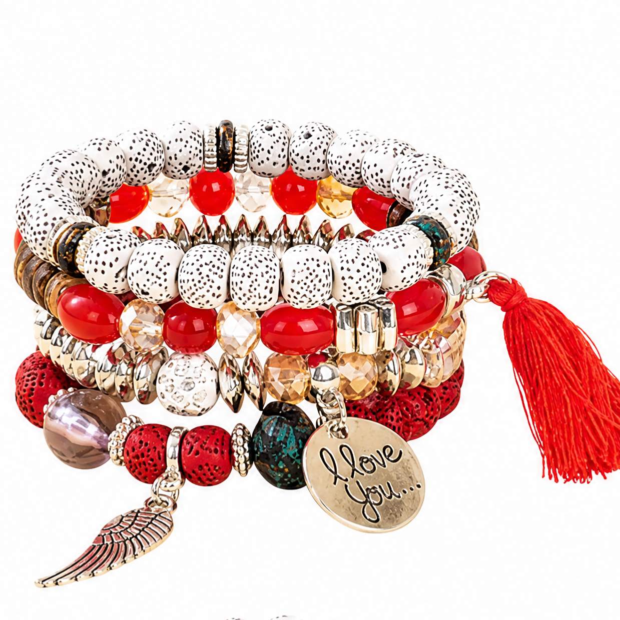 Bohemian Round Wing Tassel Layered Bracelet