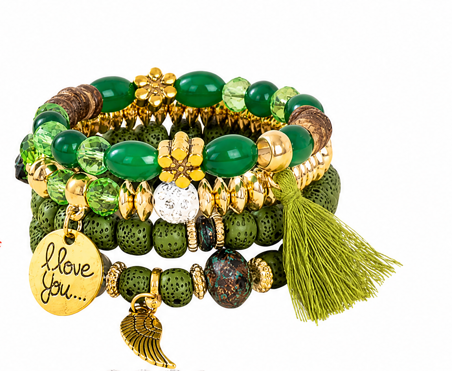 Bohemian Round Wing Tassel Layered Bracelet