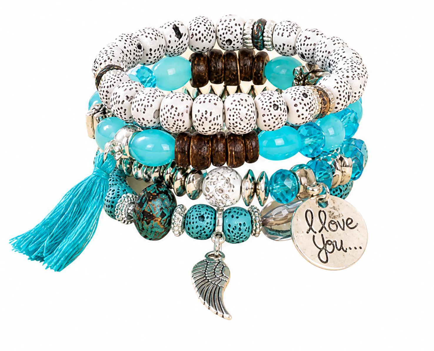 Bohemian Round Wing Tassel Layered Bracelet