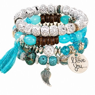 Bohemian Round Wing Tassel Layered Bracelet