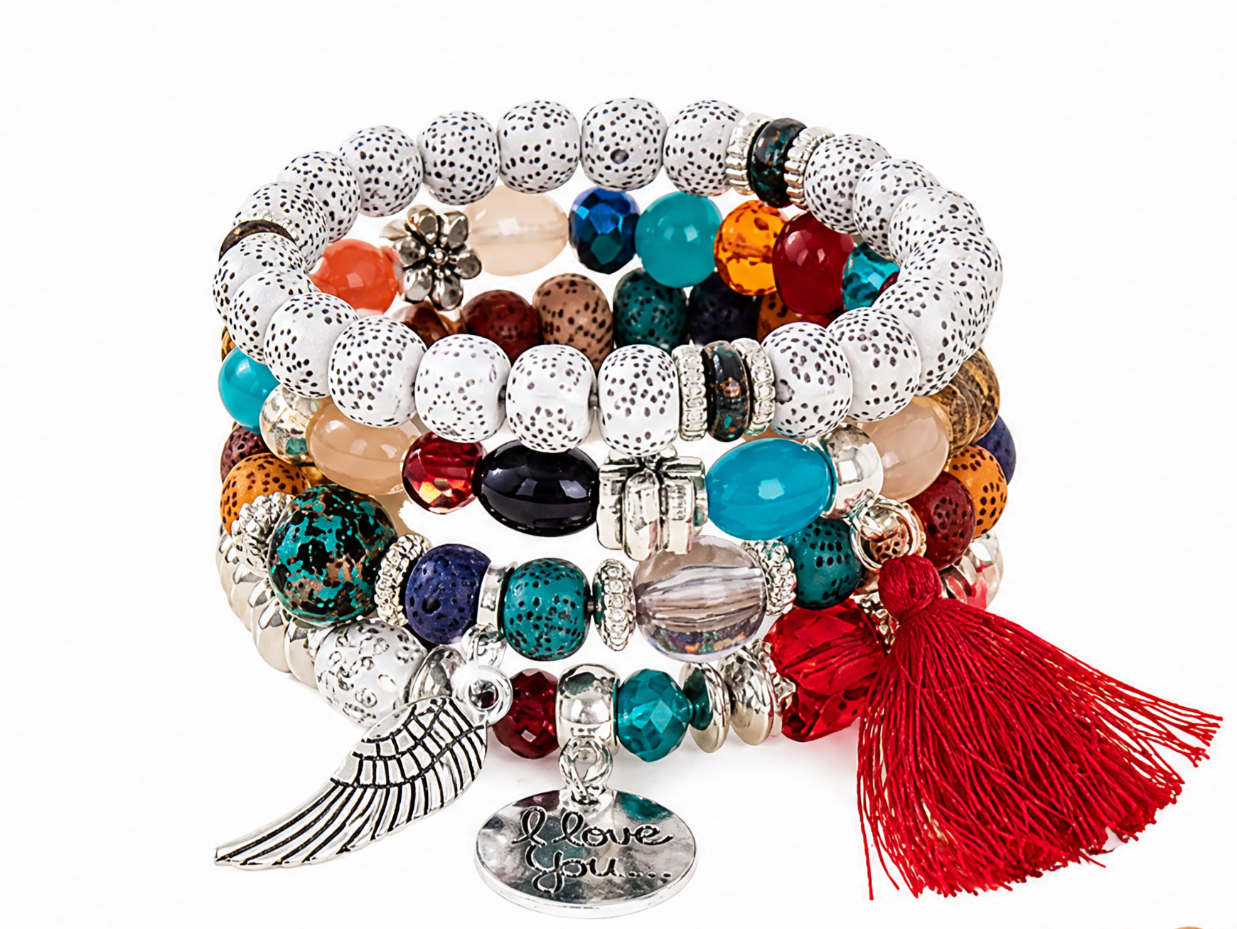 Bohemian Round Wing Tassel Layered Bracelet
