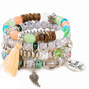 Bohemian Round Wing Tassel Layered Bracelet