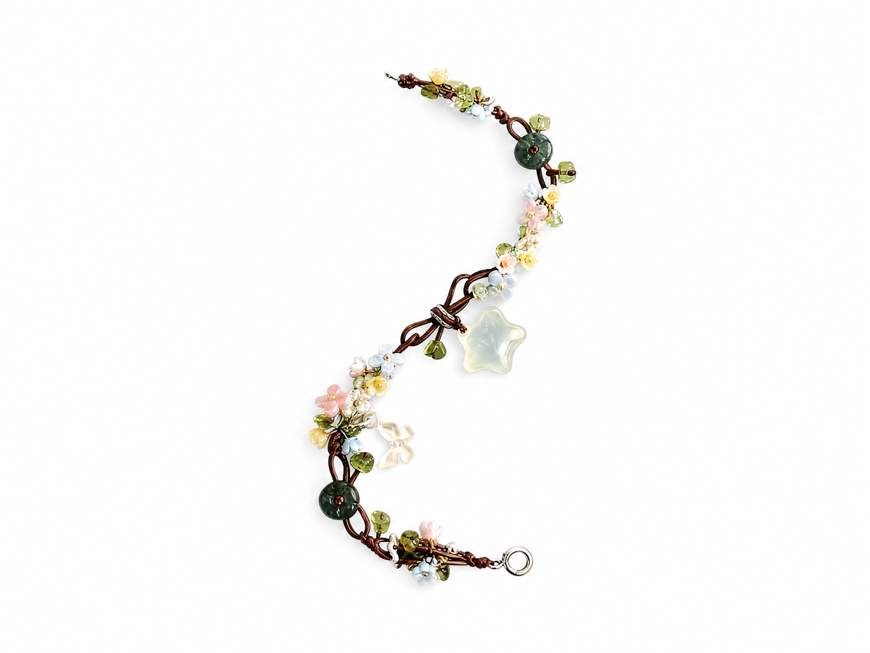 Clear Chalcedony Star Olive Branch Bracelet