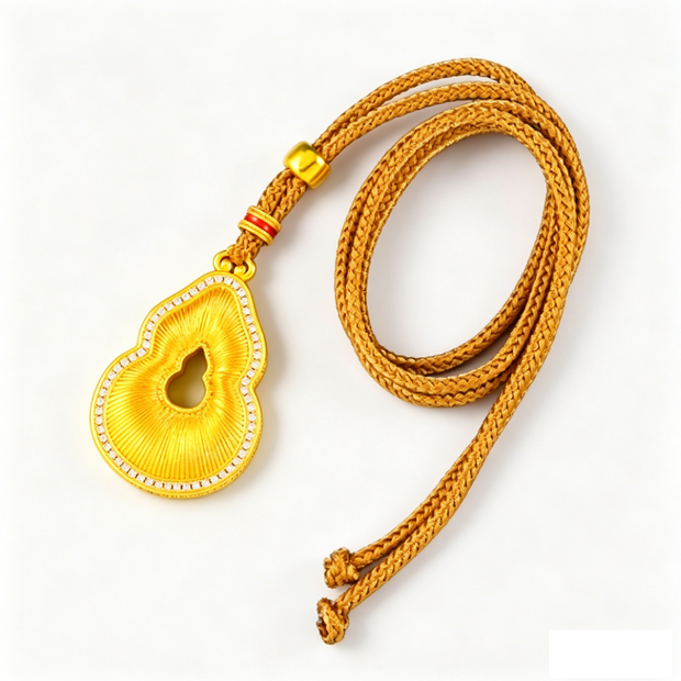 Gold Plated Gourd Pendant with Cubic Zirconia