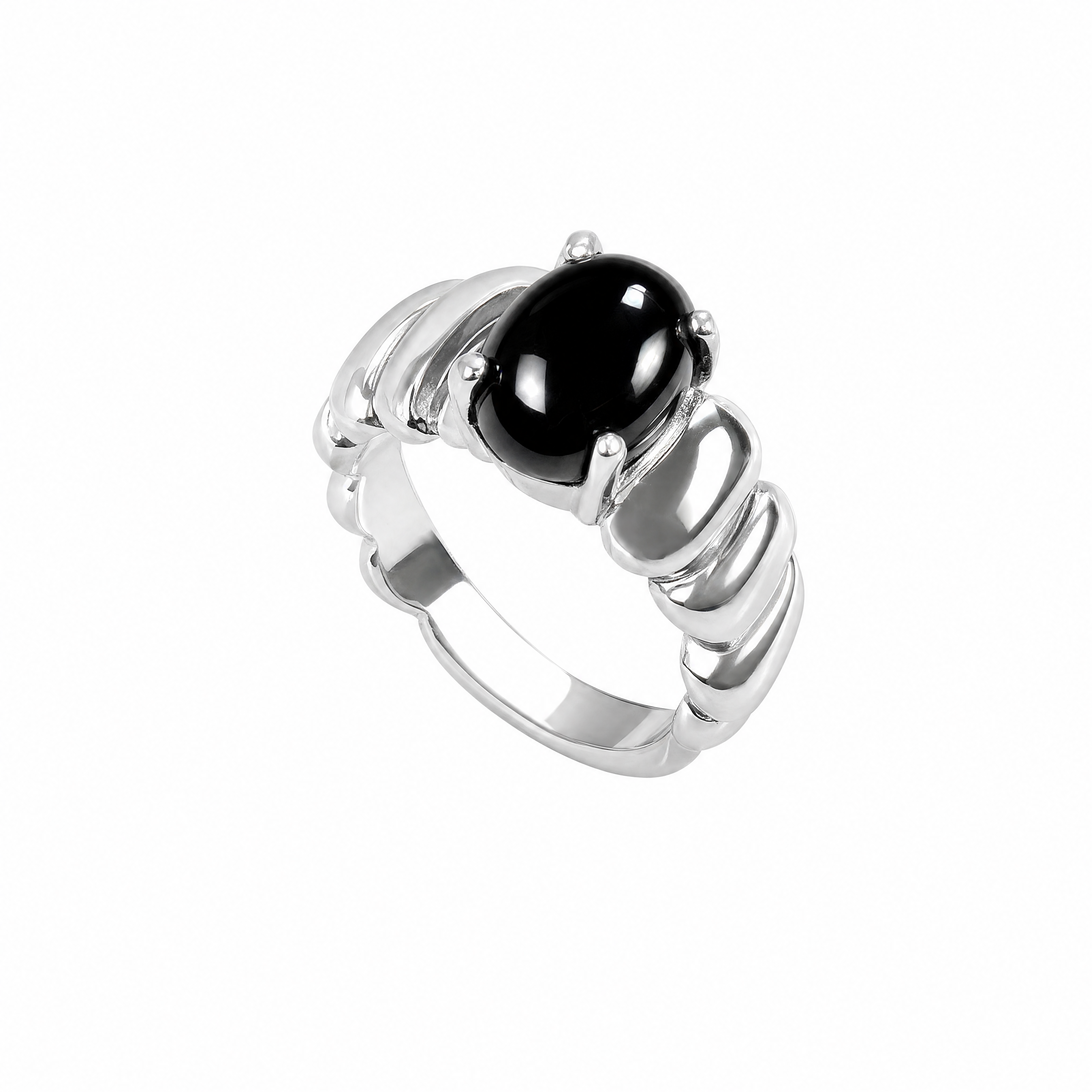 Maisaka S925 Silver Inlaid Black Onyx Ring
