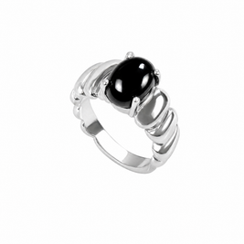 Maisaka S925 Silver Inlaid Black Onyx Ring