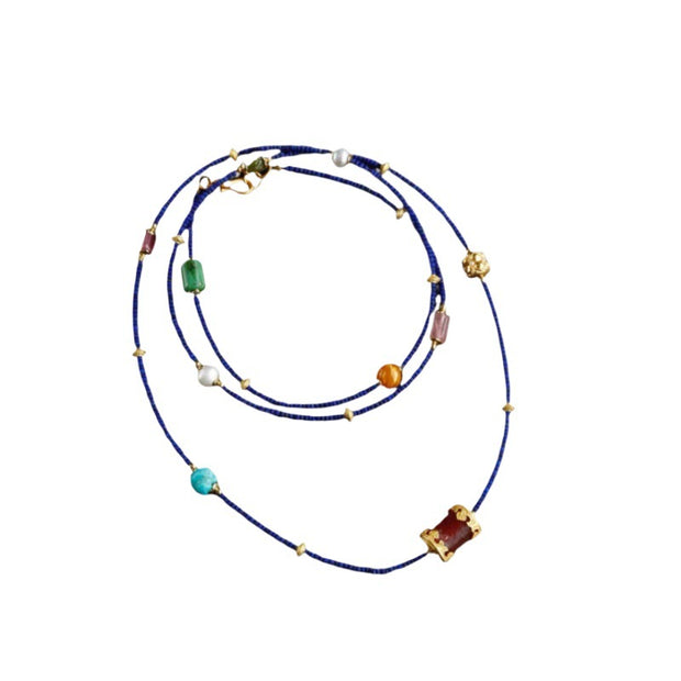 Natural Lapis Lazuli Wrap Bracelet