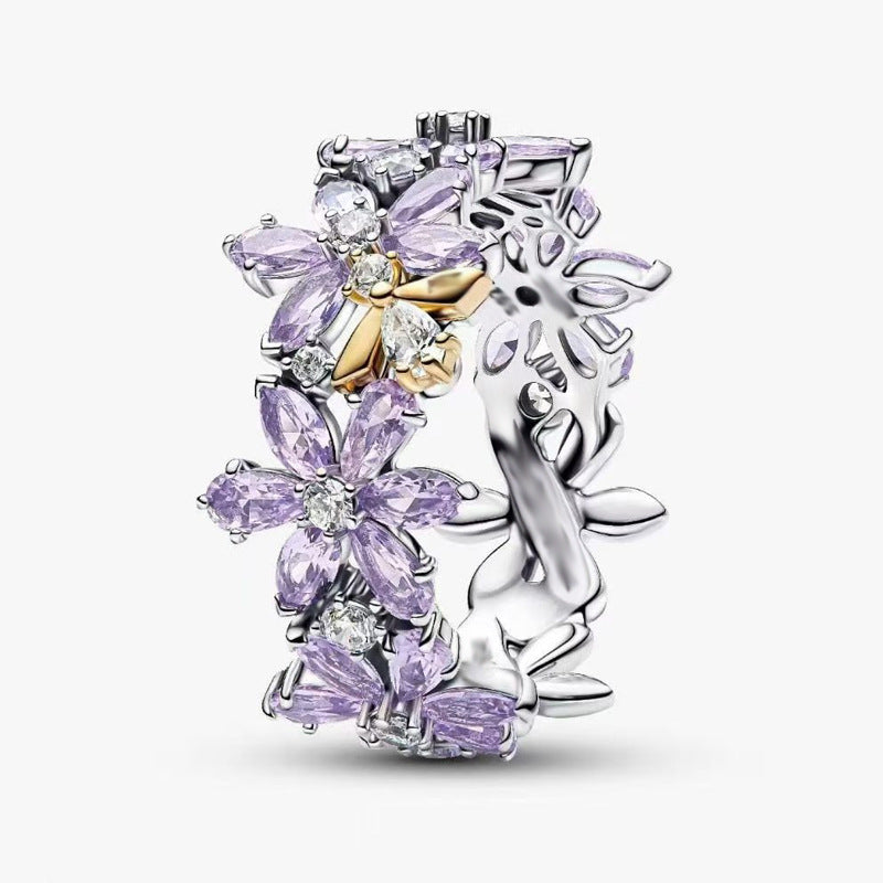 Butterfly Flower Diamond 925 Silver Ring