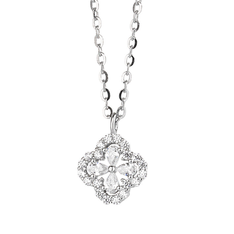 Sterling Silver Lucky Four Leaf Clover Necklace