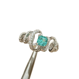 Paraiba Full Diamond Twisted Wire Ring