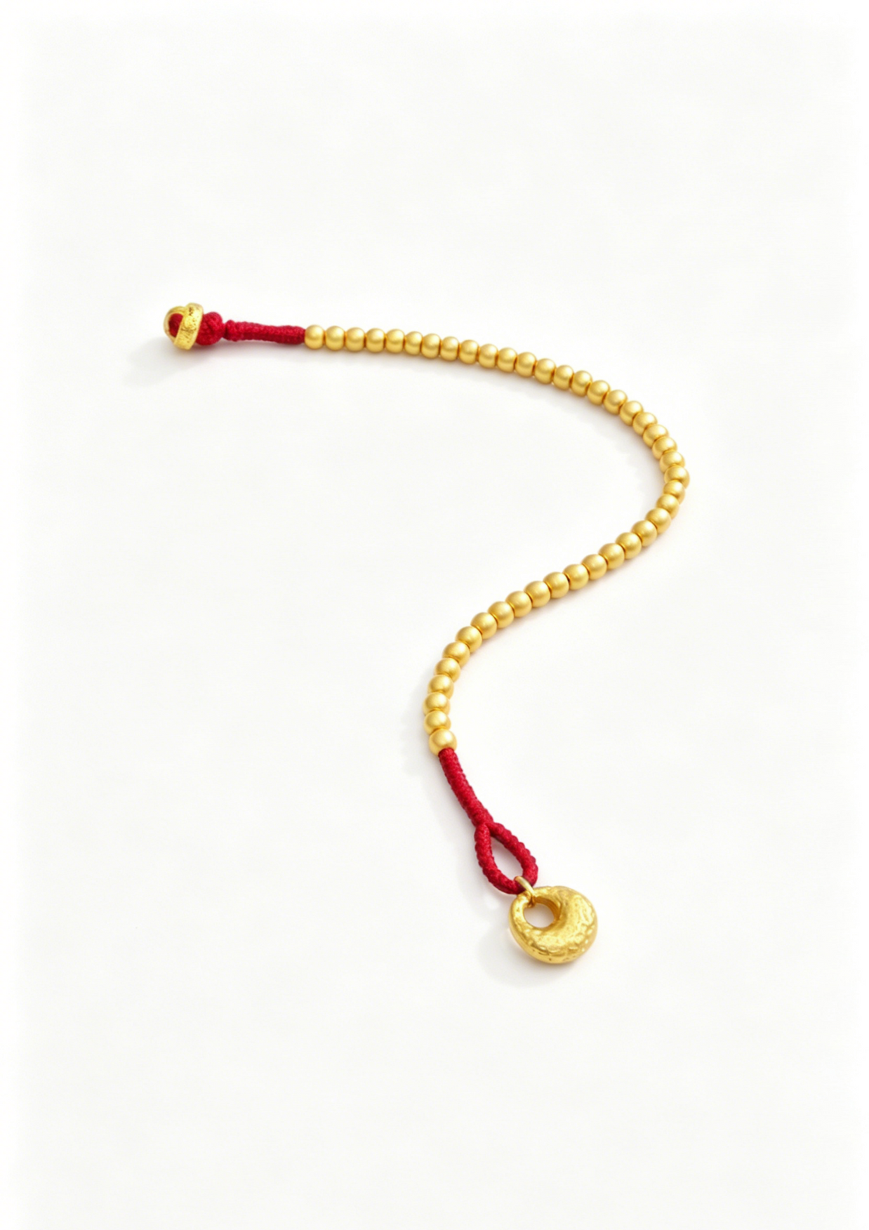Gold Nugget Red String Bracelet