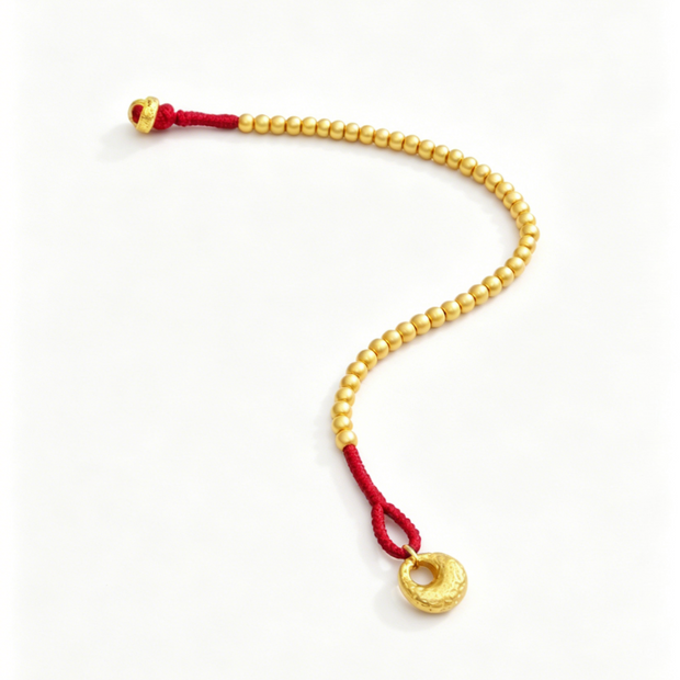 Gold Nugget Red String Bracelet