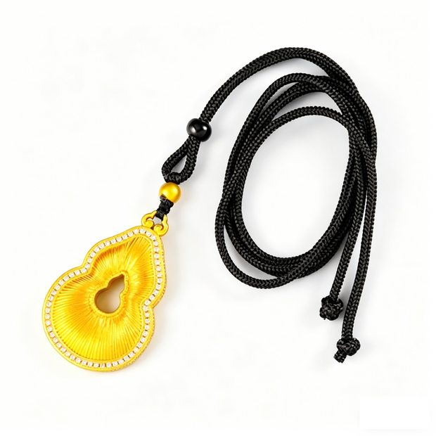 Gold Plated Gourd Pendant with Cubic Zirconia