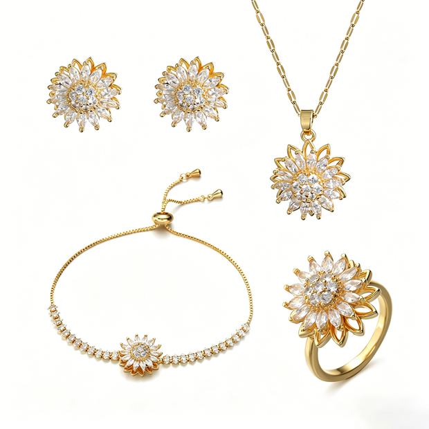 Sparkling Sunflower Pendant Necklace