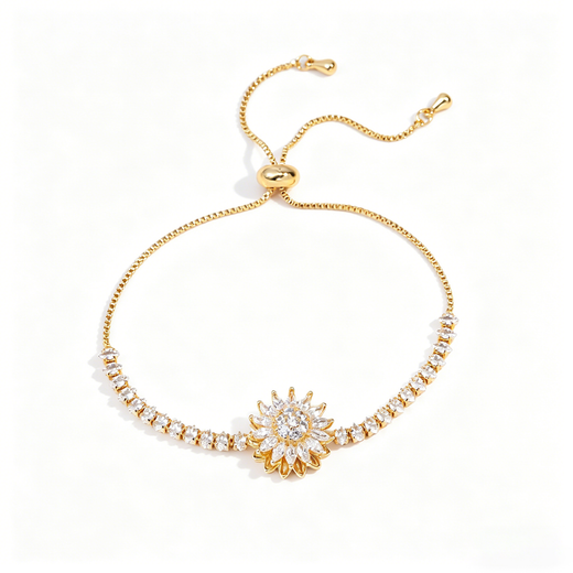 Sparkling Sunflower Pendant Necklace