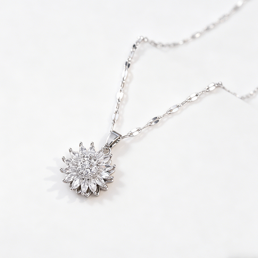 Sparkling Sunflower Pendant Necklace