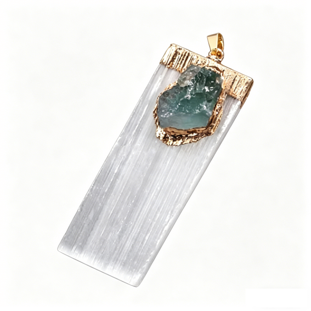 Selenite & Quartz Point Pendant