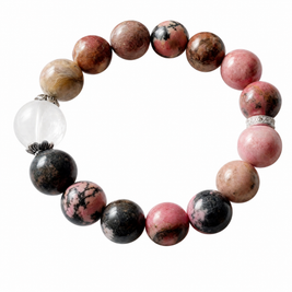 Winged Horse Black Line Rhodochrosite Bracelet