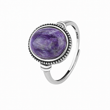 S925 Vintage Large Amethyst Red Agate Bangle