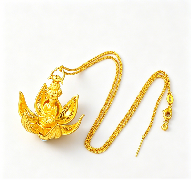 Rotating Lotus Prayer Pendant